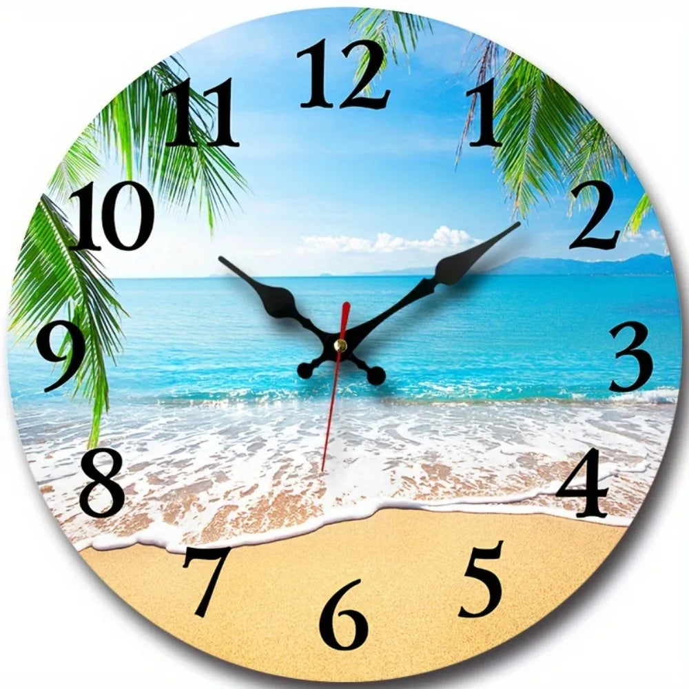 Wooden Round Wall Clock Silent Decorative Timepiece For Living Room