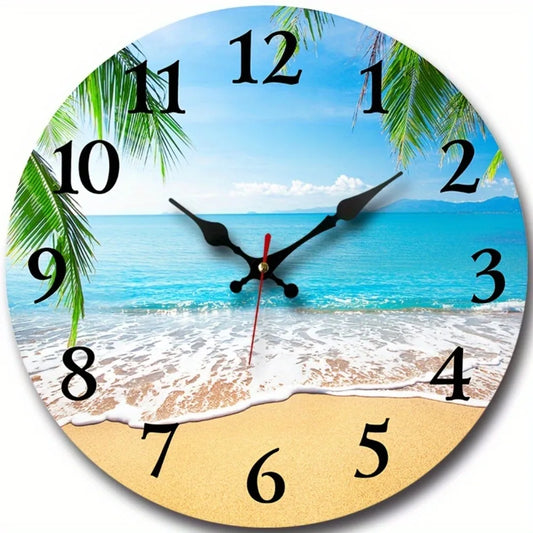 Wooden Round Wall Clock Silent Decorative Timepiece For Living Room