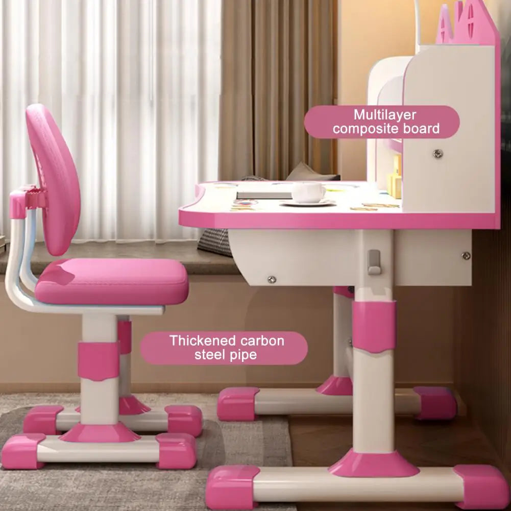 Desk Chair Set With Multi Bookstand Adjustable Height Cartoon Pattern
