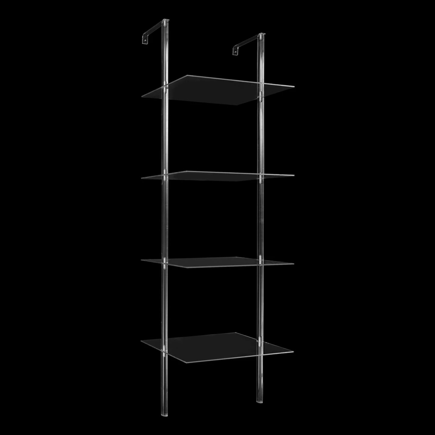 4 Tier Clear Acrylic Ladder Bookshelf Wall Mount Floor Standing