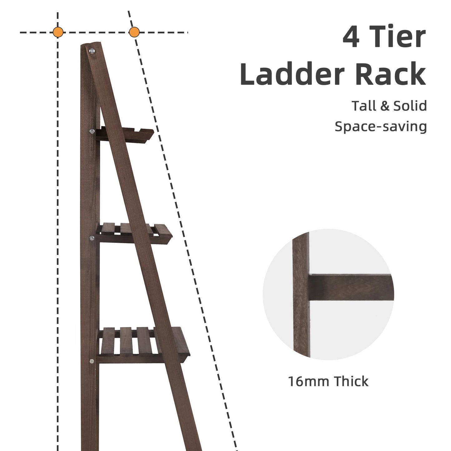 Folding Wooden 4 Tier Ladder Shelf Storage Bookcase