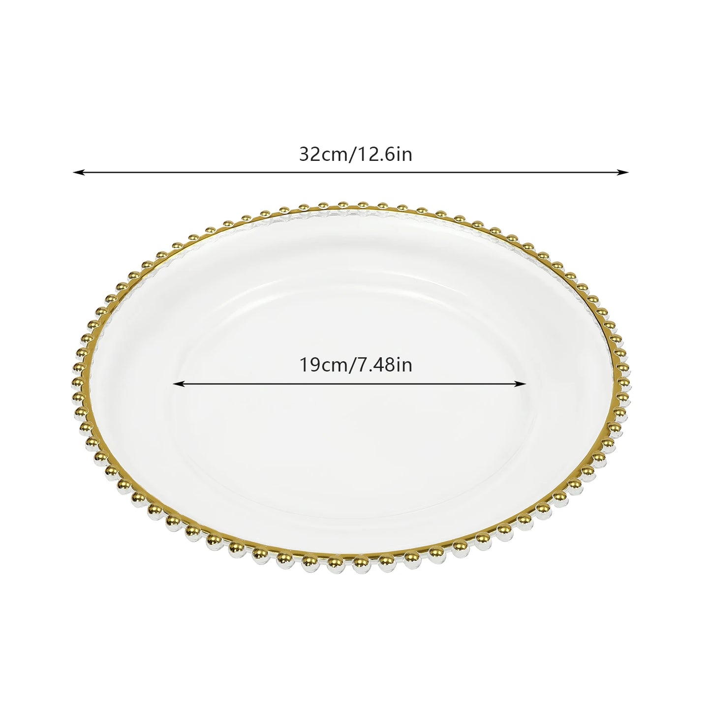 Bymaocar Beaded Plastic Round Dinner Plate Tableware Set
