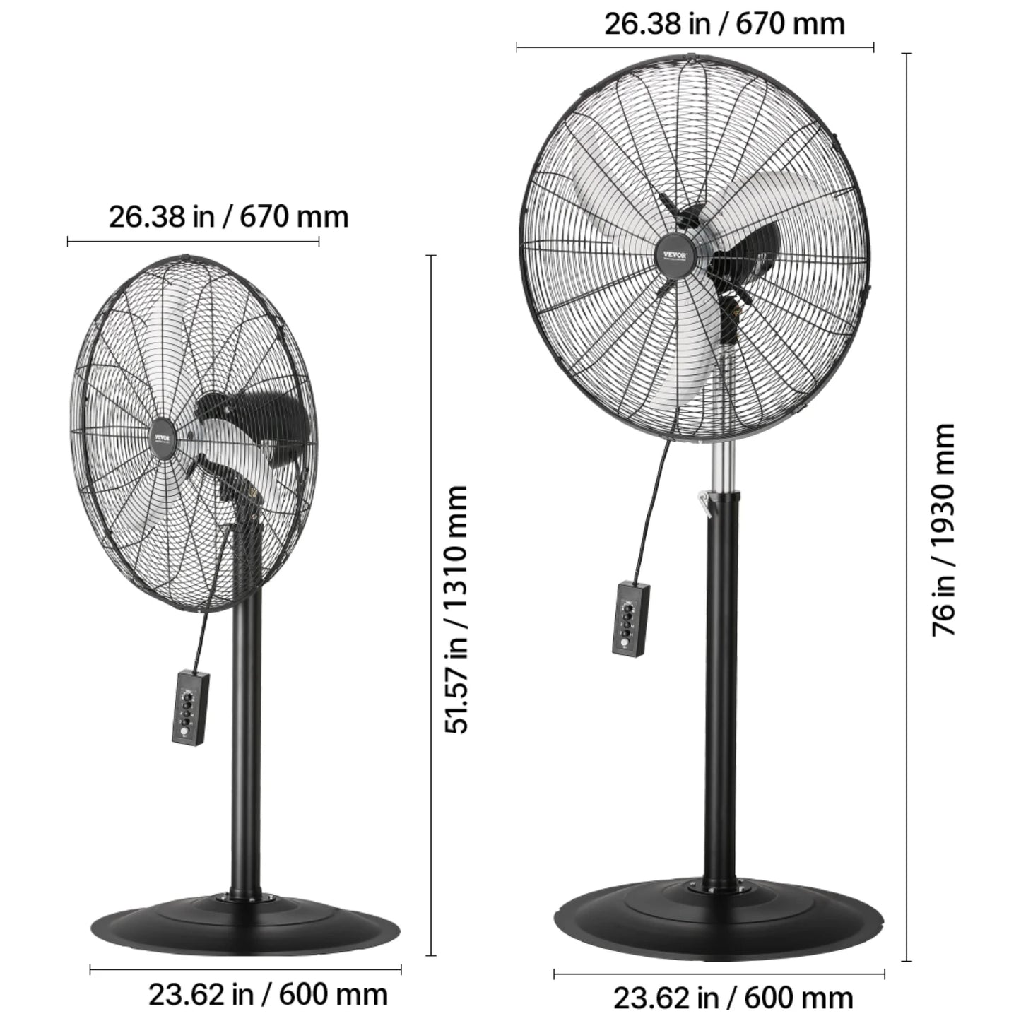 SucceBuy Industrial Pedestal Fan 85 Degree Oscillating 3 Speed Remote