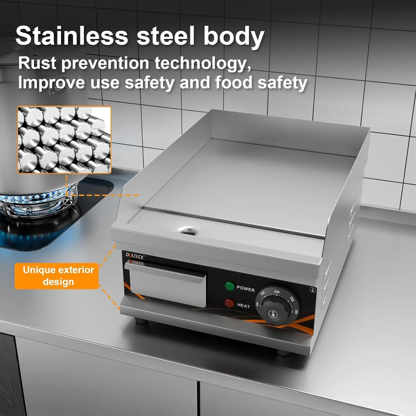 XMSJ Commercial Electric Griddle Flat Top Grill With Temperature Control