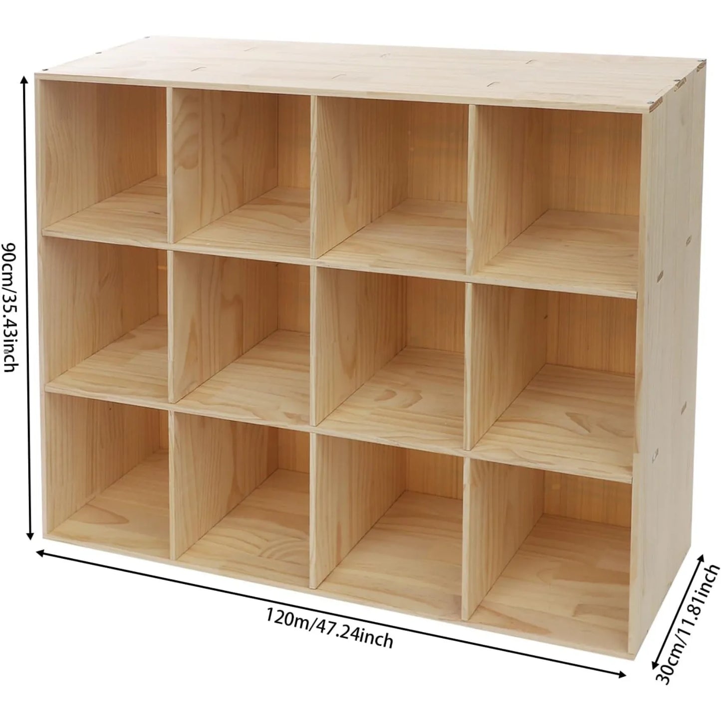 12 Cube Storage Organizer Wood Bookshelf For Home Library