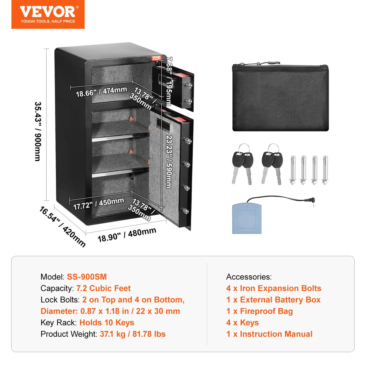 VEVOR Digital Double Door Safe With Fingerprint Lock