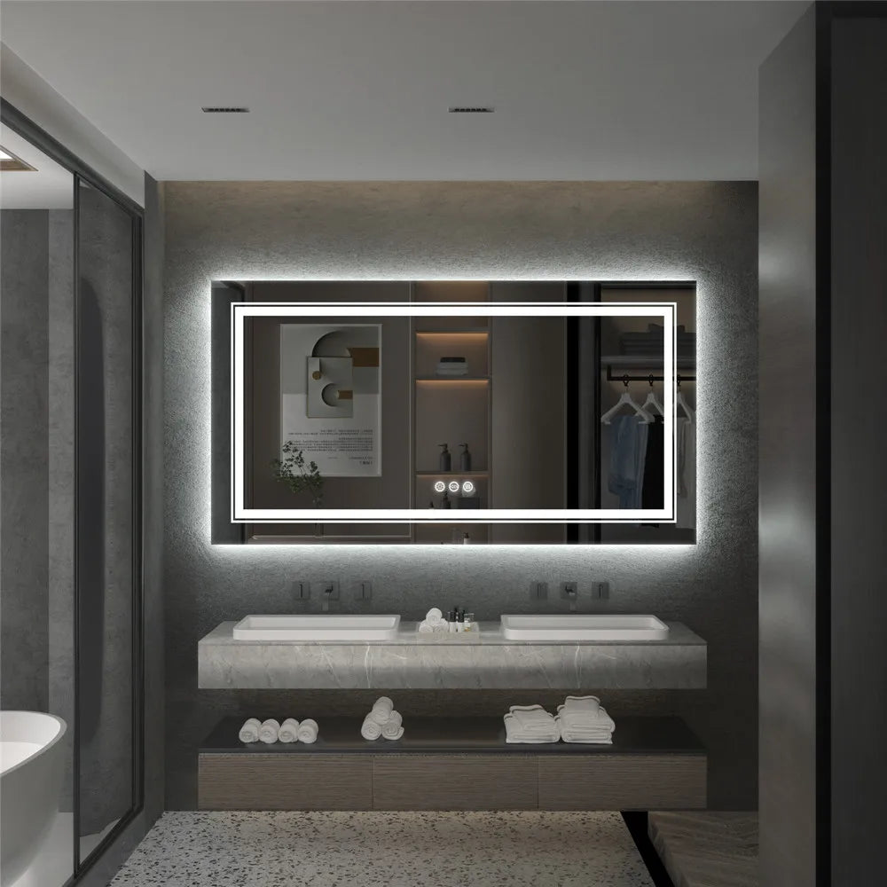 LUVODI Illuminated Bathroom Mirror With Dimmable Three Temperature Lights