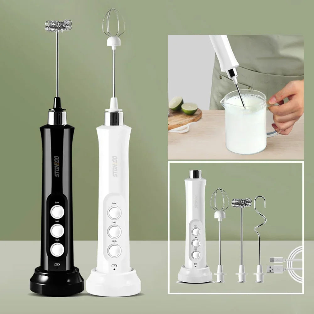Stonego Rechargeable Handheld Milk Frother With Three Speed Settings