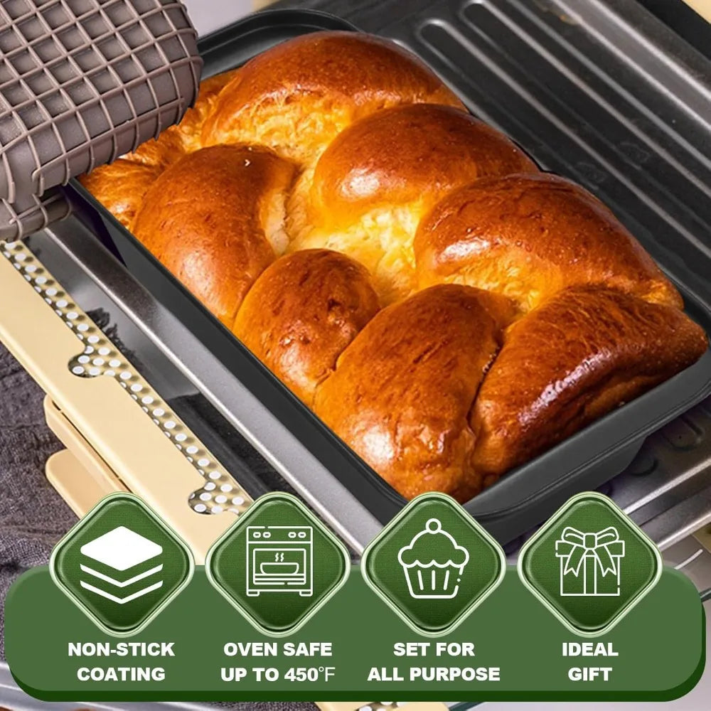 7 Piece Nonstick Baking Set With Wider Grips Carbon Steel Oven Pans Cooling Rack