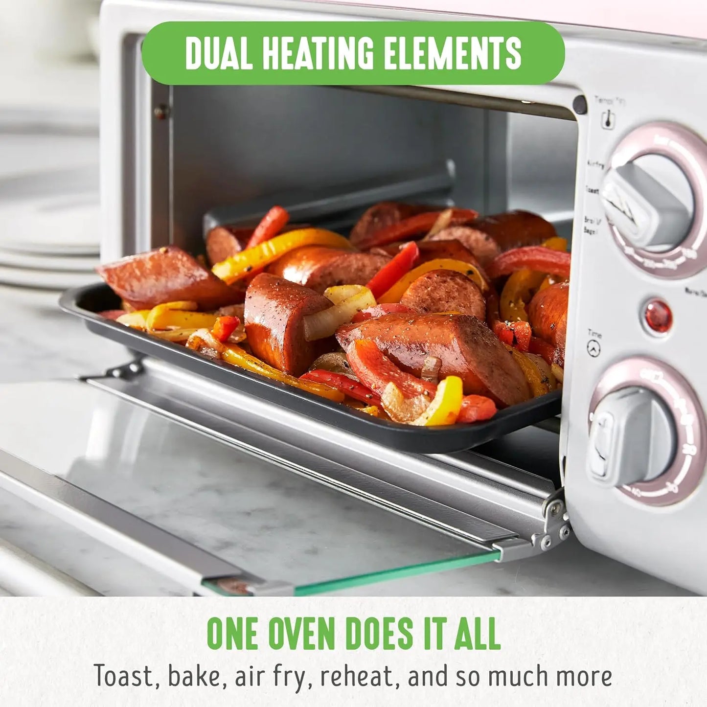 XMSJ Countertop Toaster Oven Air Fryer Ceramic Nonstick PFAS Free