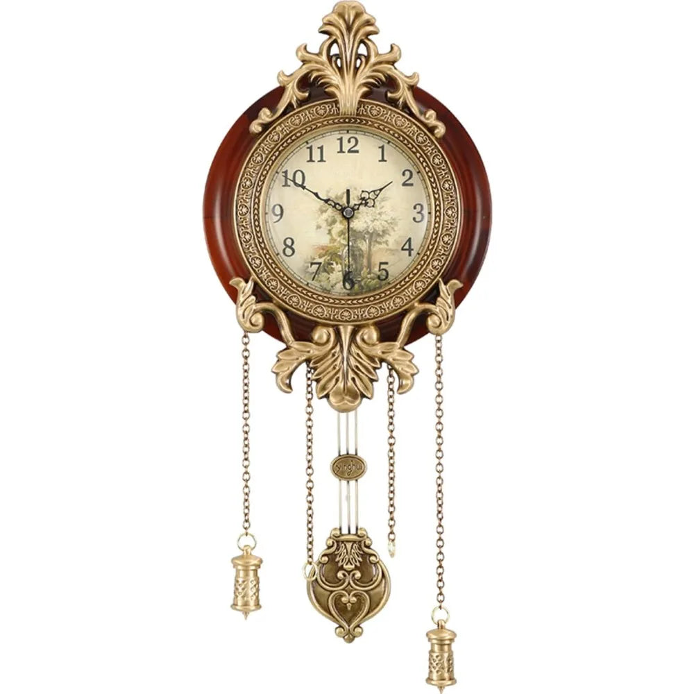 Vintage Wood Wall Clock With Pendulum Swing Design