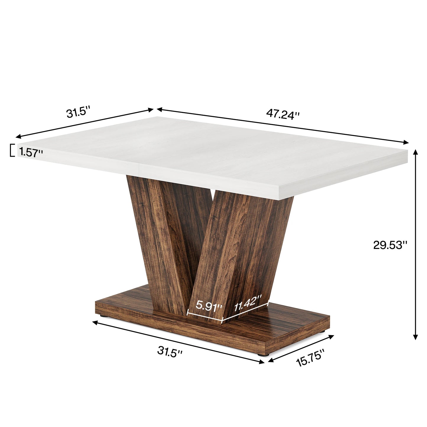 Tribesigns Dining Table Farmhouse Wood Pedestal For 4 To 6