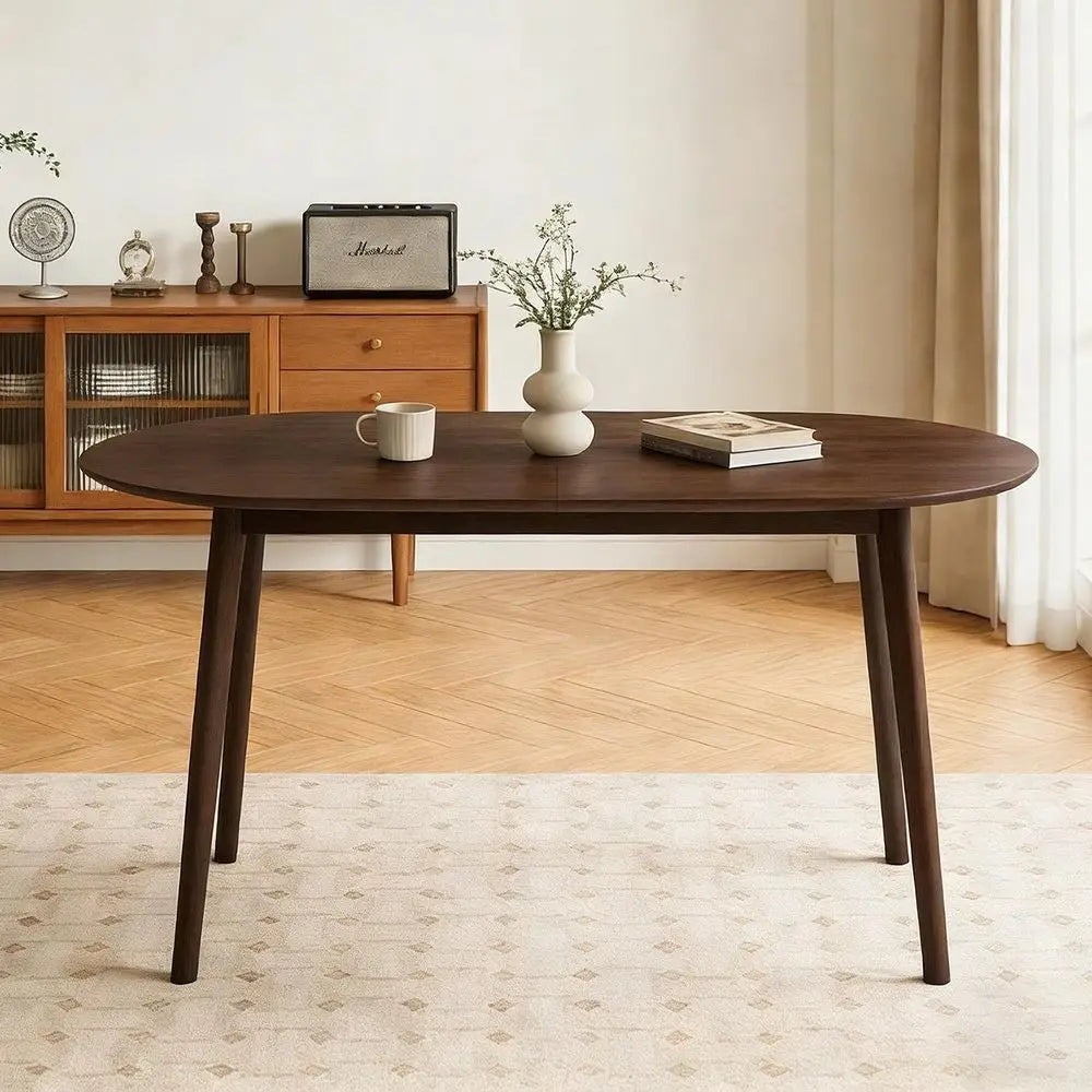 Ticify Oval Dining Table in Oak Wood with Solid Wood Legs