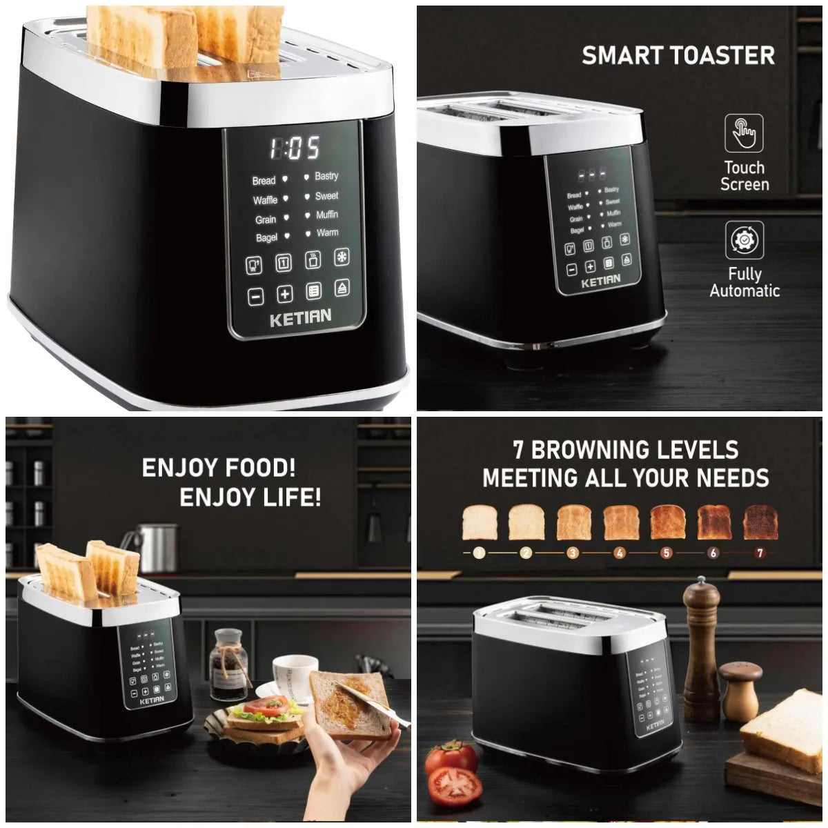 XMSJ Smart Toaster With Touchscreen 7 Bread Settings