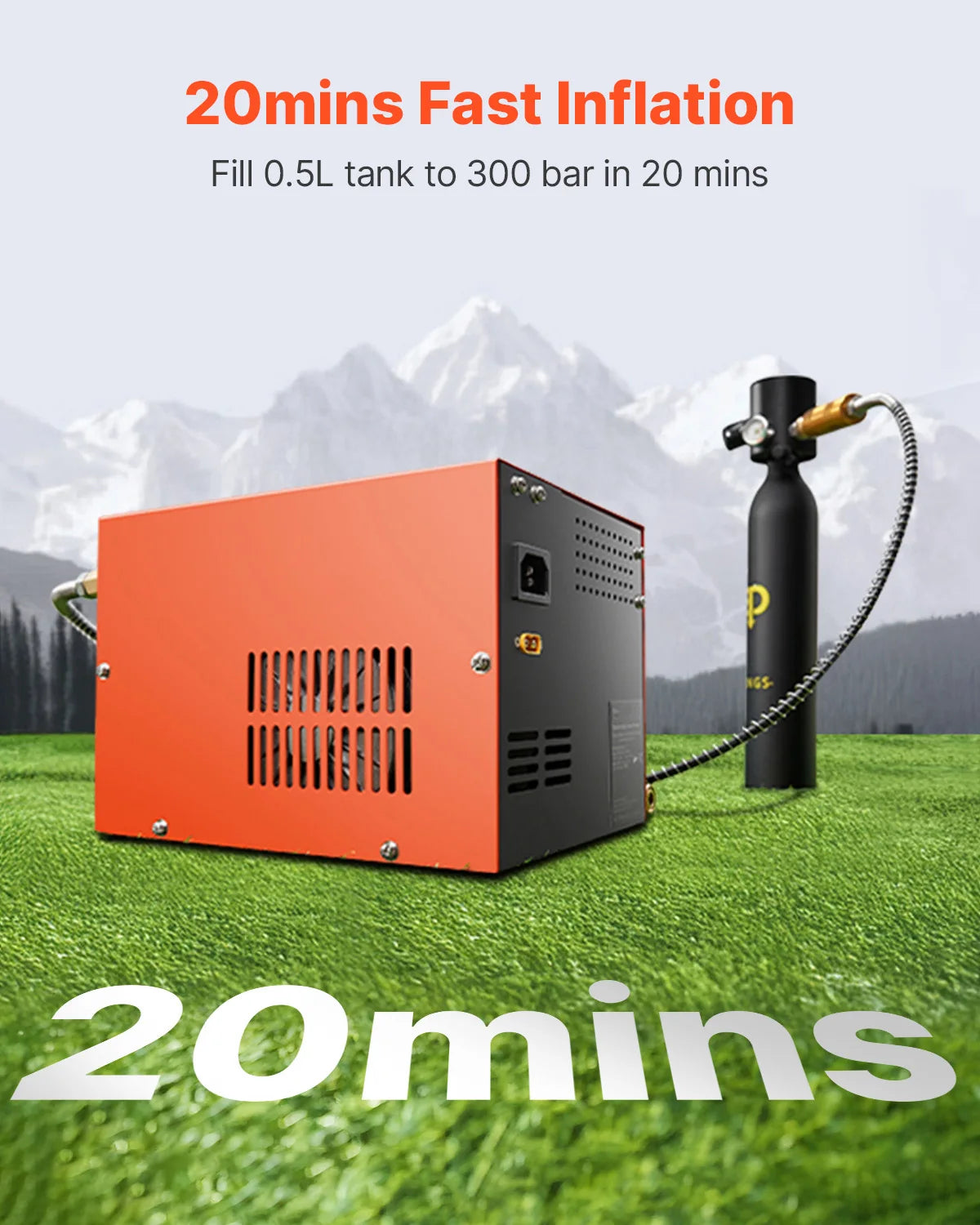 SucceBuy 4500 PSI Portable PCP Air Compressor With Cooling Fan
