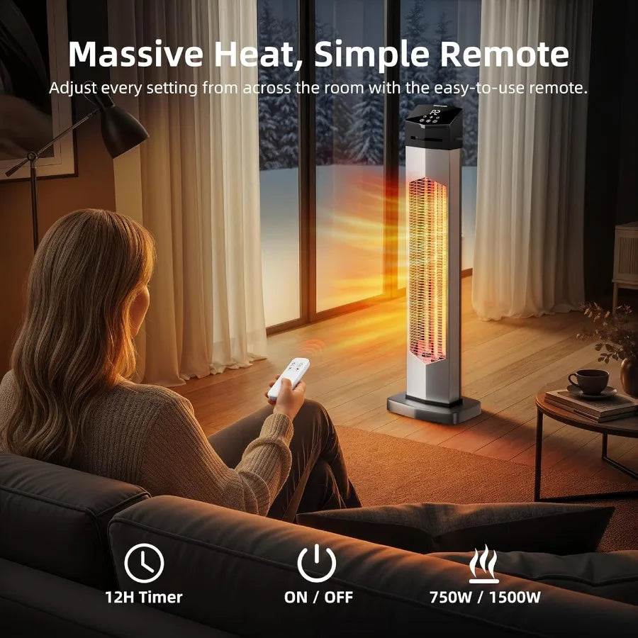 Outdoor Infrared Patio Heater with Remote Timer and Waterproof Protection