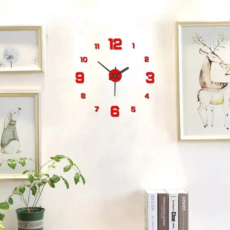 Frameless DIY Wall Clock Decal Silent Living Room Office Decoration