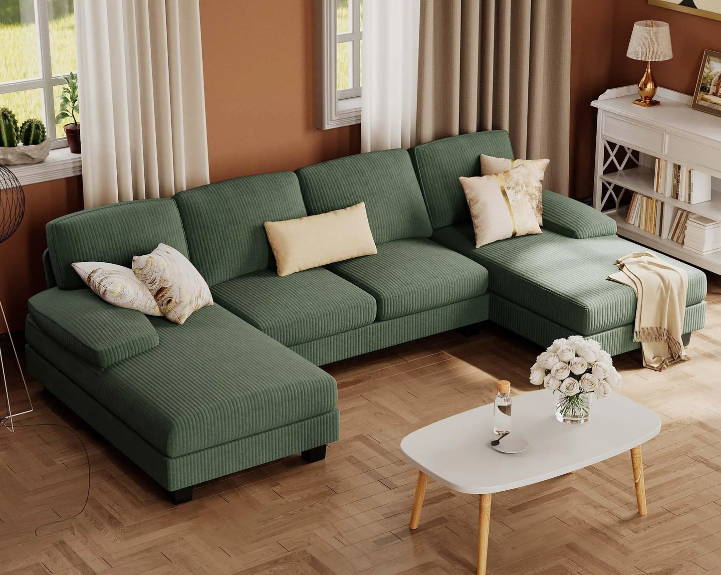 Furmax U Shaped Sectional Sofa Set With Linen Fabric