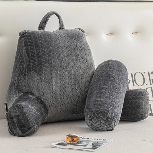 Bed Rest Reading Pillow With Arms For Backrest Support And Neck Roll