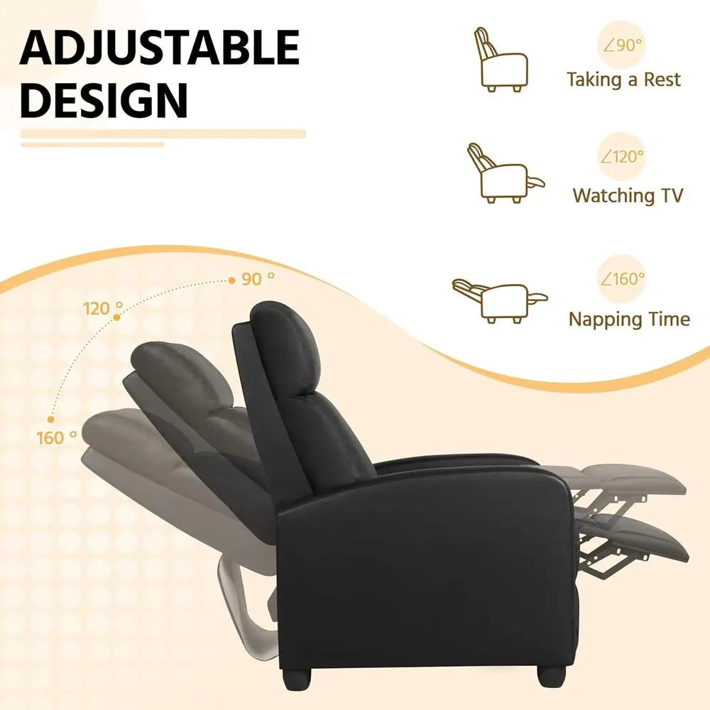 Recliner Chair PU Leather Home Theater Seating with Lumbar Support