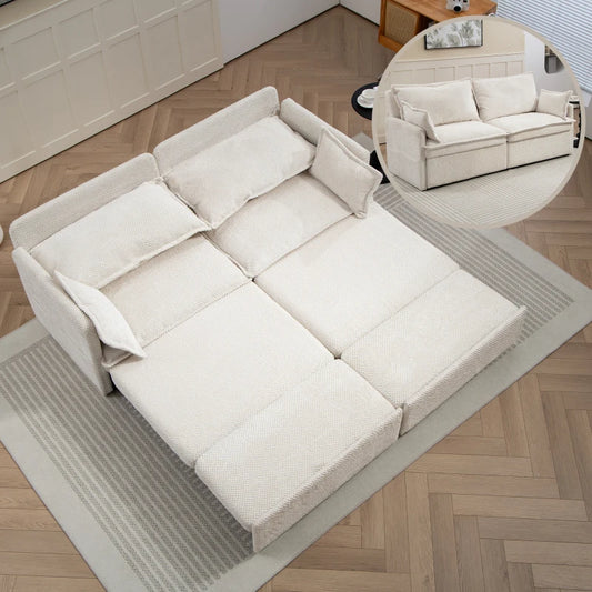 Corduroy 3-In-1 Convertible Sofa Bed With USB Type-C Ports