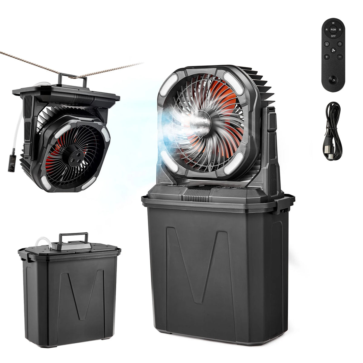 SucceBuy Portable Misting Fan With Rechargeable Battery And Remote Control