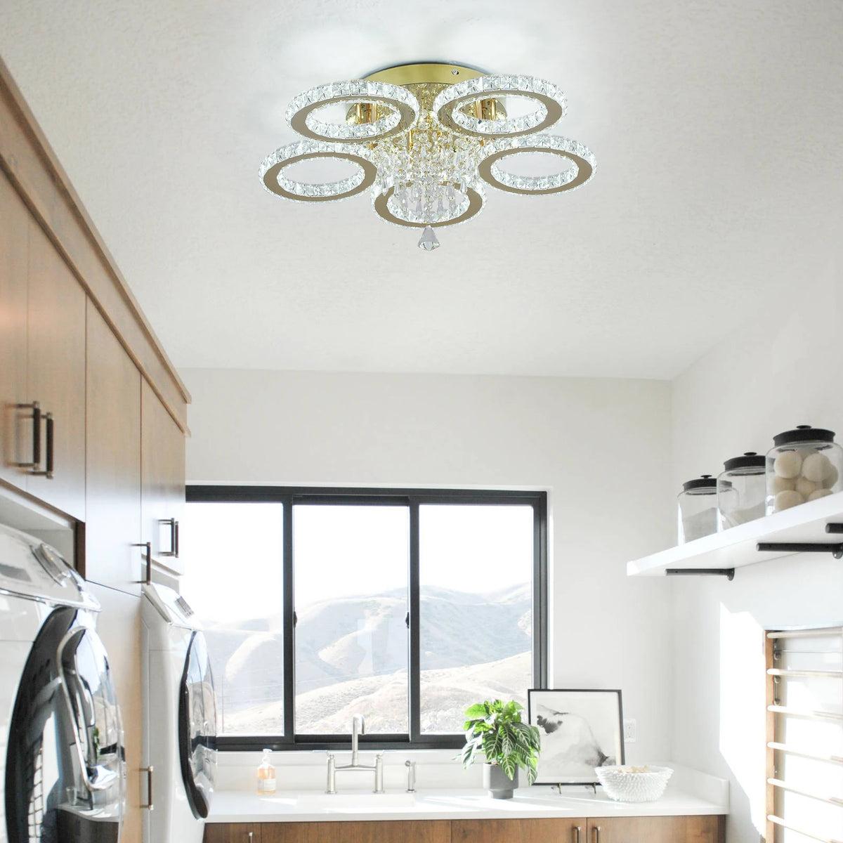 Vetrulus Modern Crystal Led Ceiling Light For Living Room