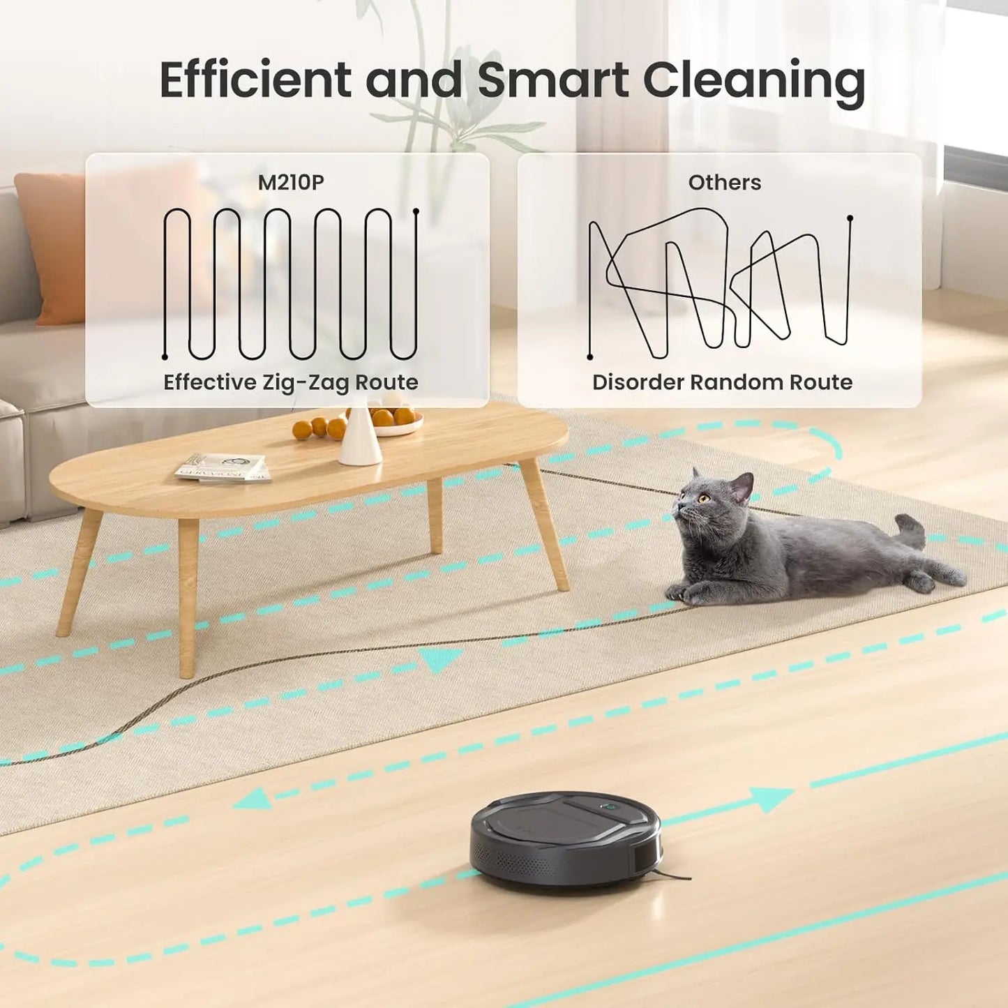 XMSJ Robot Vacuum Cleaner 2200Pa Suction With WiFi Alexa Control Anti-Collision