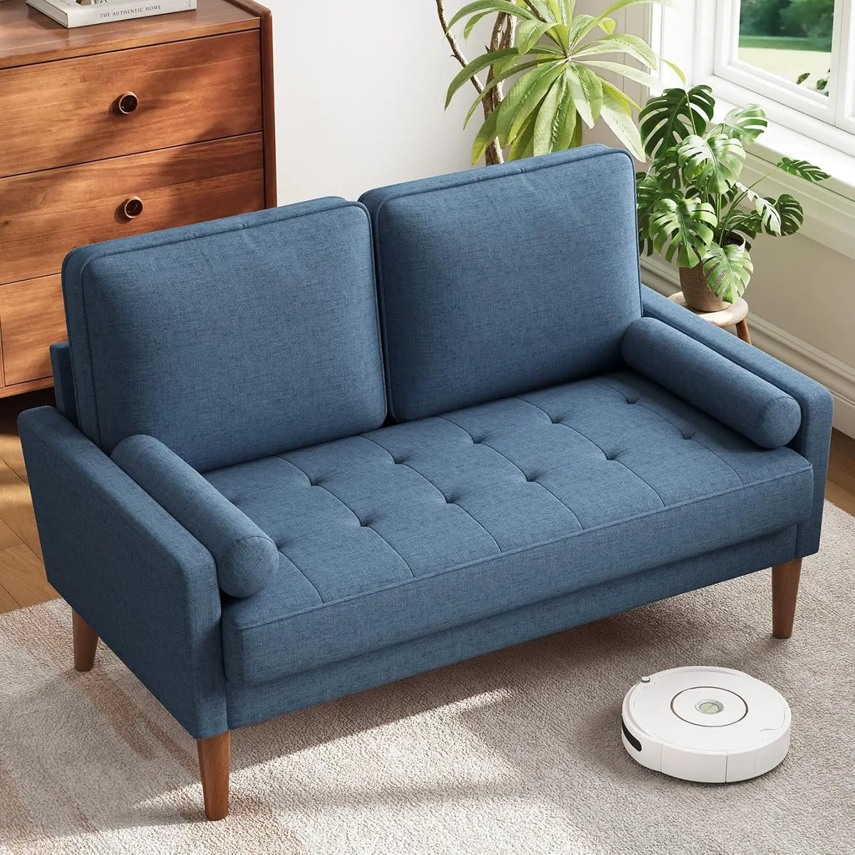 Vesgantti Mid Century Modern Velvet Loveseat Sofa Solid Wood Legs