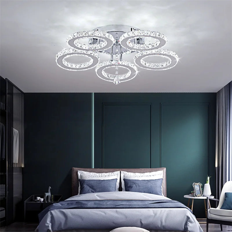GreeLustr Modern Led Crystal Pendant Ceiling Light Fixture