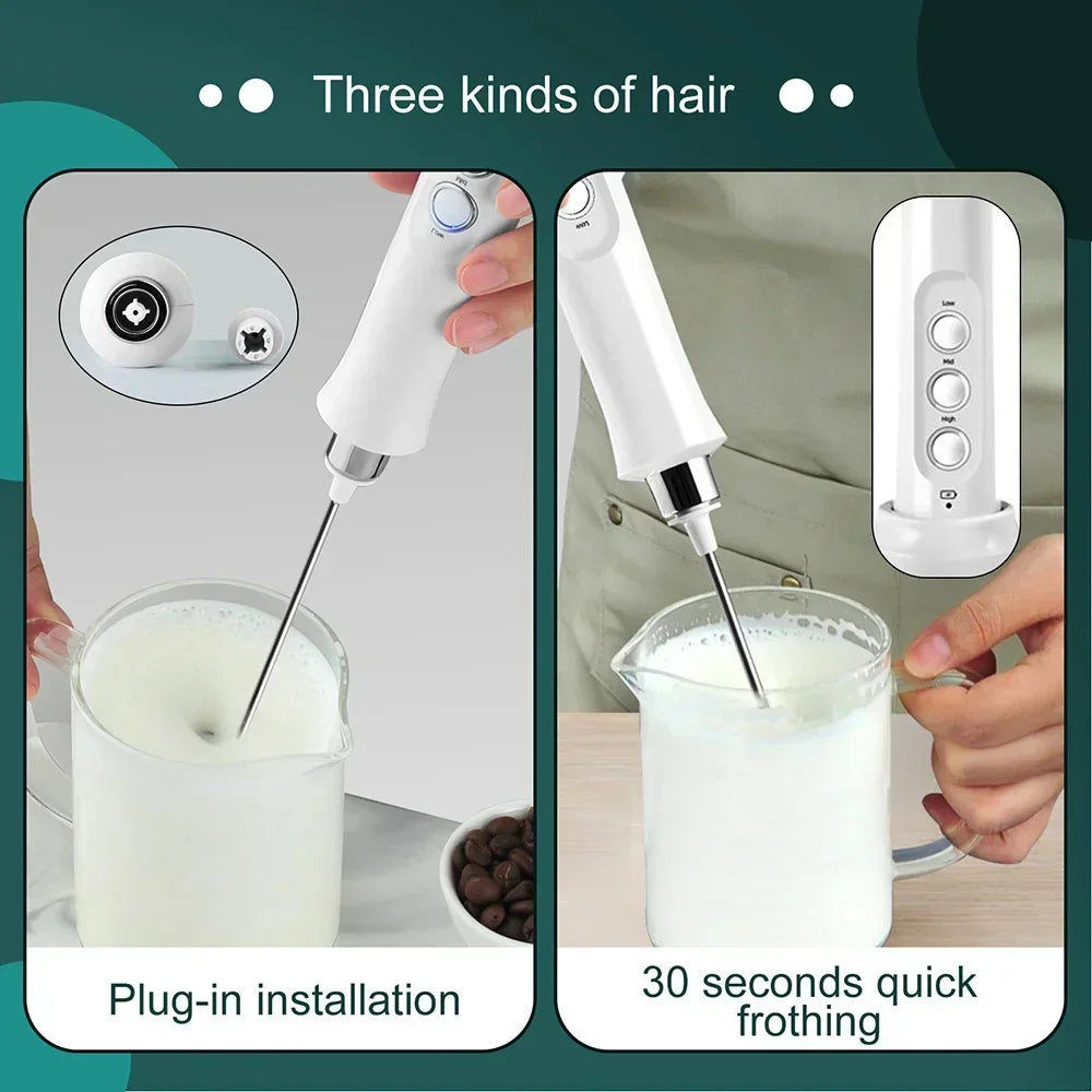 Stonego Rechargeable Handheld Milk Frother With Three Speed Settings