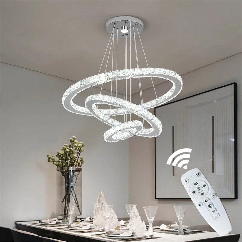 GreeLustr Modern Crystal LED Chandelier With Remote Control