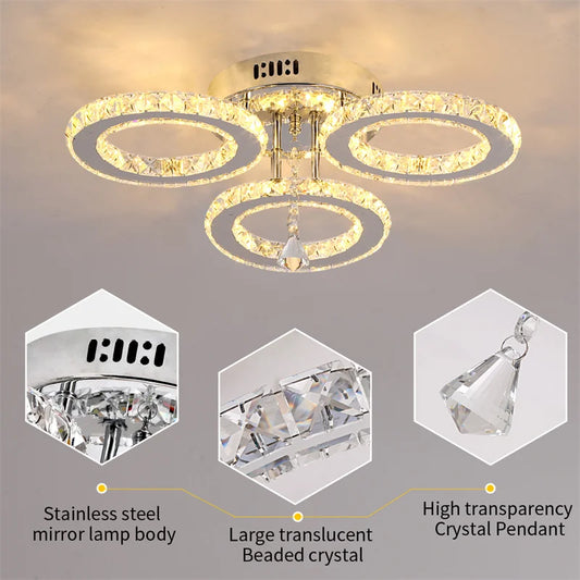 GreeLustr Modern Led Crystal Pendant Ceiling Light Fixture