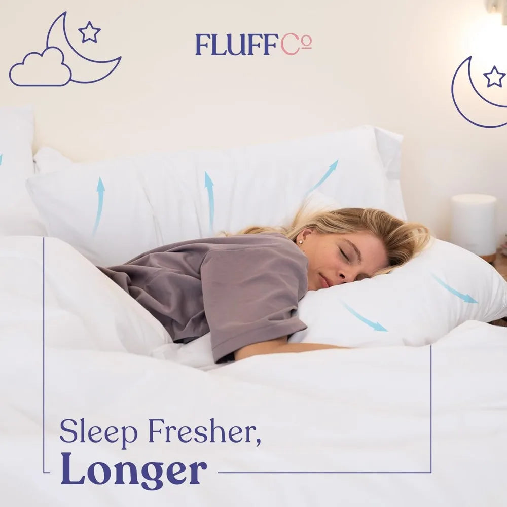 FluffCo Down Alternative Pillows Set of 2 With Cooling Surface
