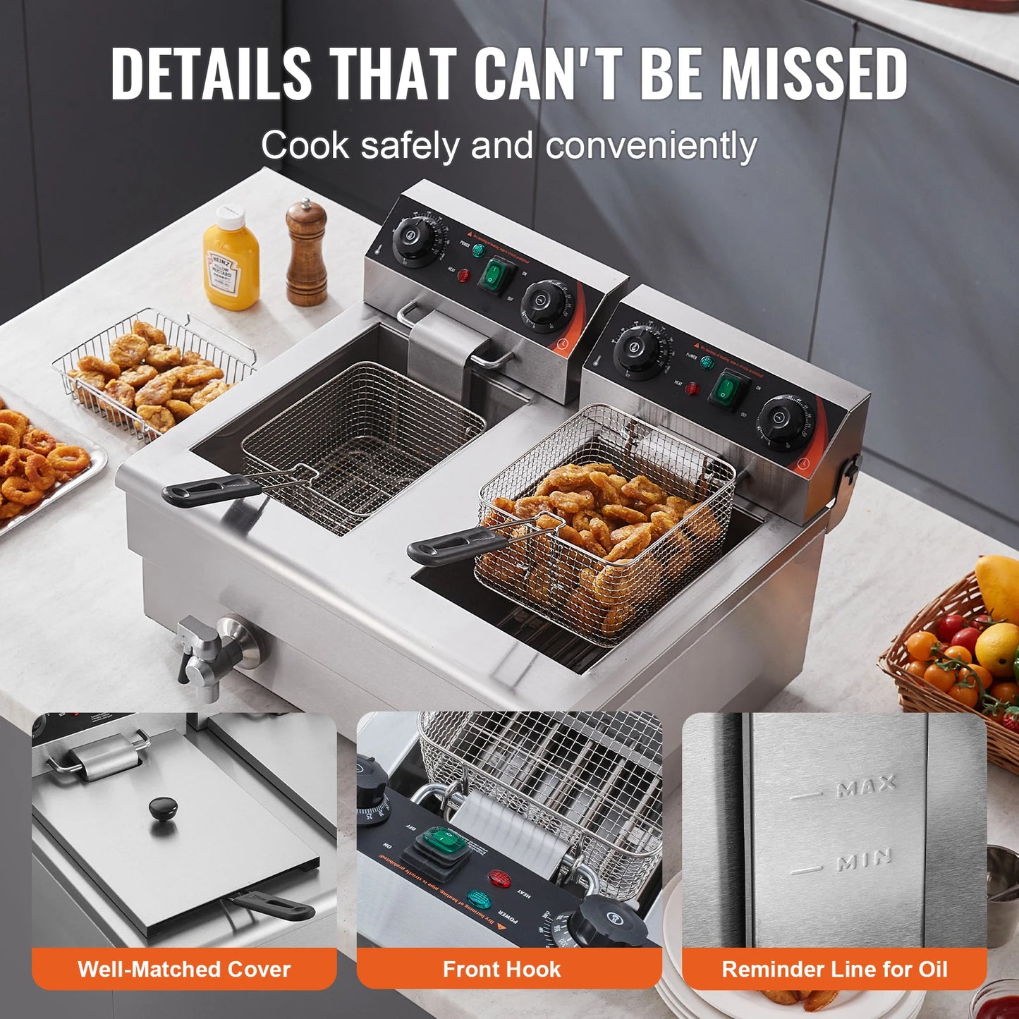 SucceBuy Electric Dual Tank Deep Fryer Commercial Countertop Fryer