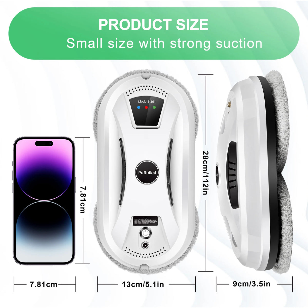 PuRuikai Smart Window Cleaning Robot Vacuum for Glass and Walls