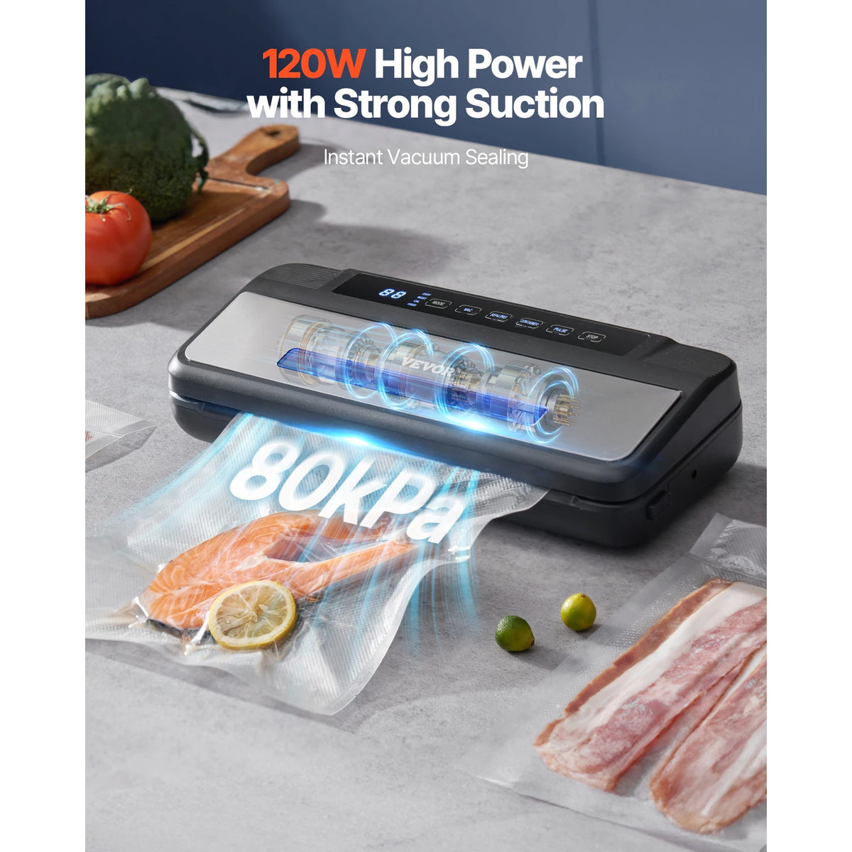 SucceBuy Electric Food Vacuum Sealer With Cutter for Kitchen Storage