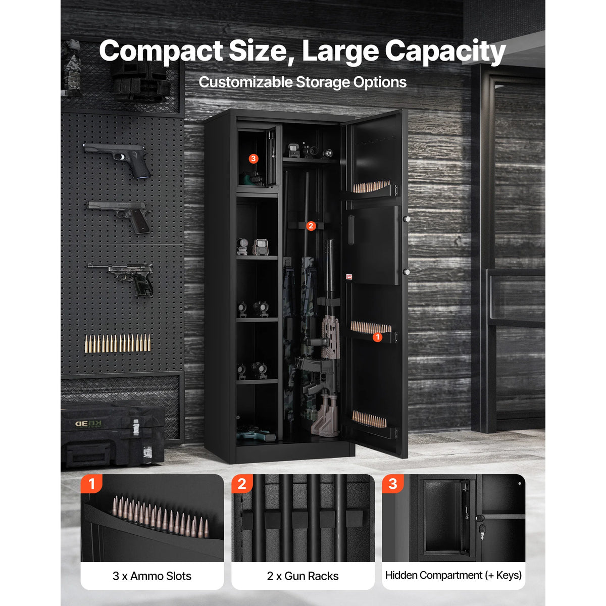 SucceBuy Fireproof 4 Gun Long Gun Cabinet Digital Lock