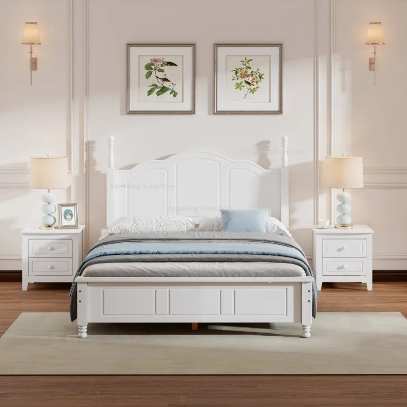Modern Solid Wood Bedroom Set With Platform Bed And Nightstands