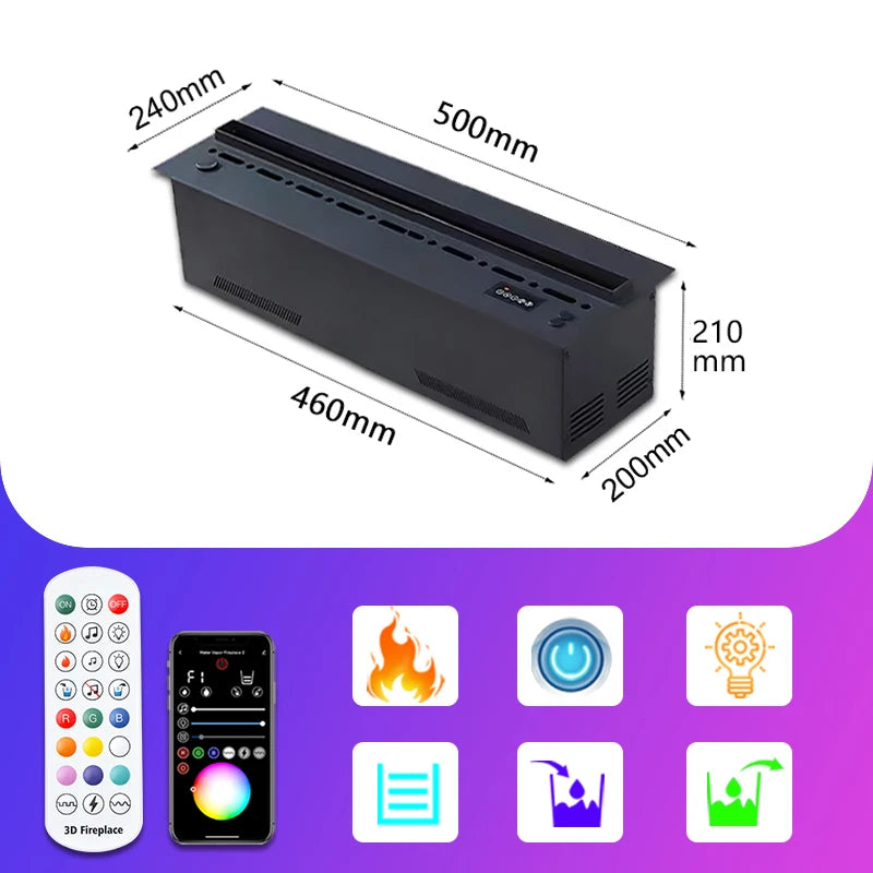 AFLYEVER 3D LED Water Vapor Electric Fireplace With Remote Control