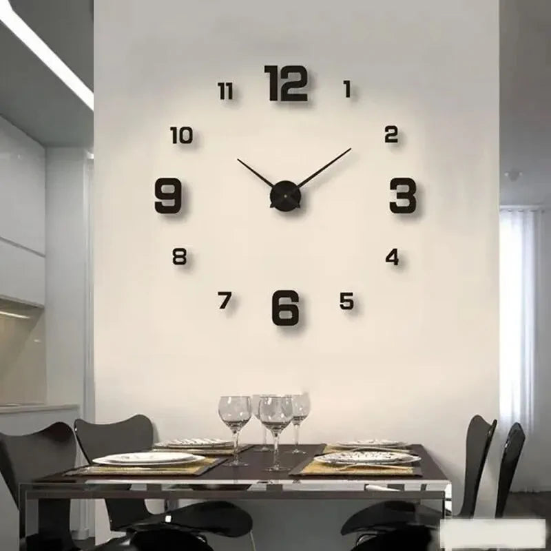 Frameless DIY Wall Clock Decal Silent Living Room Office Decoration