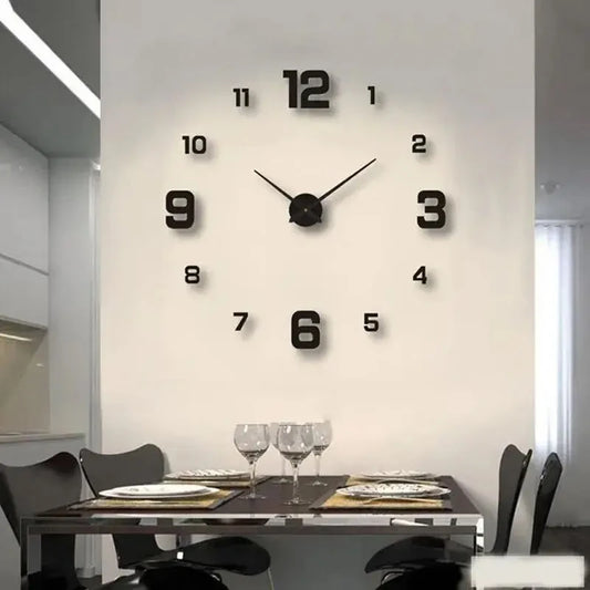 Frameless DIY Wall Clock Decal Silent Living Room Office Decoration