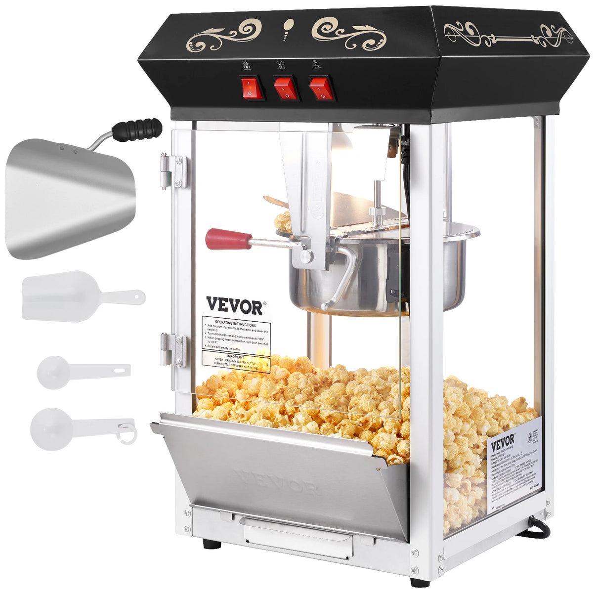 SucceBuy Commercial Countertop Popcorn Maker Machine With Tempered Glass