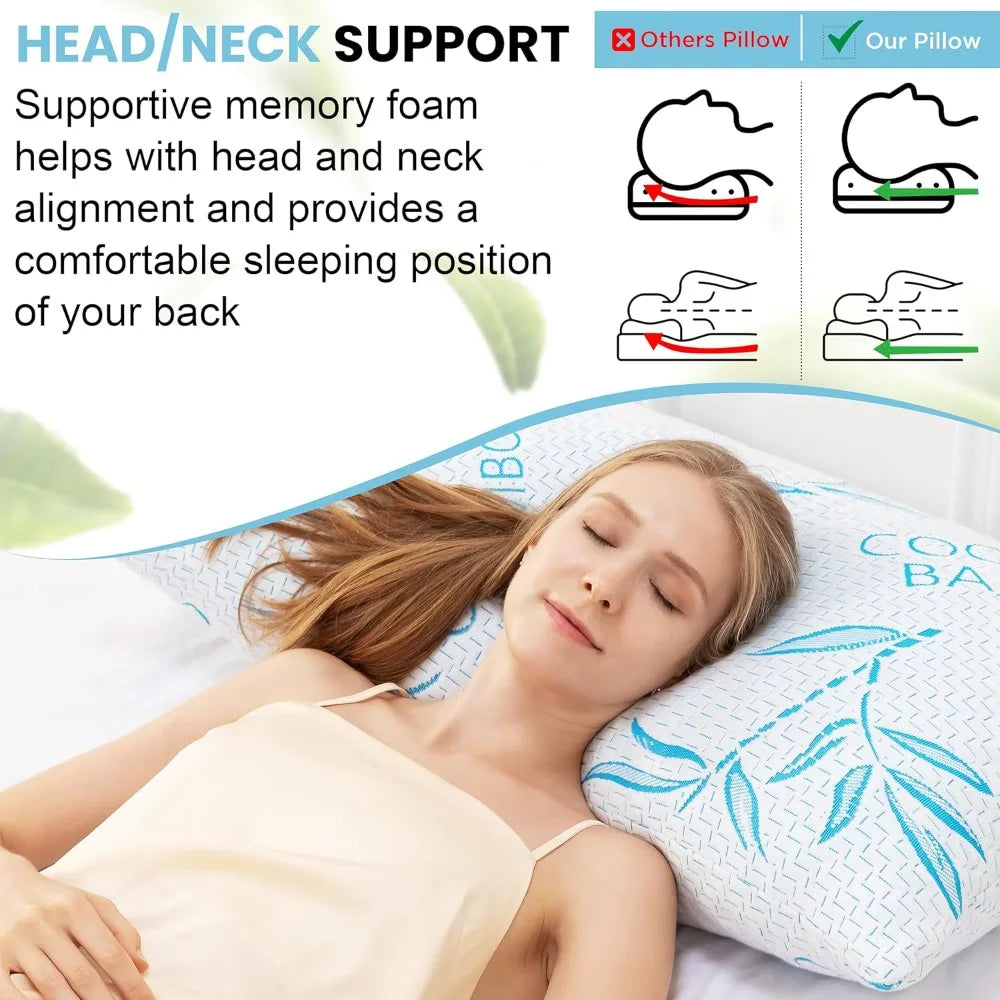 2 Pack Cooling Shredded Memory Foam Adjustable Pillow With Cover