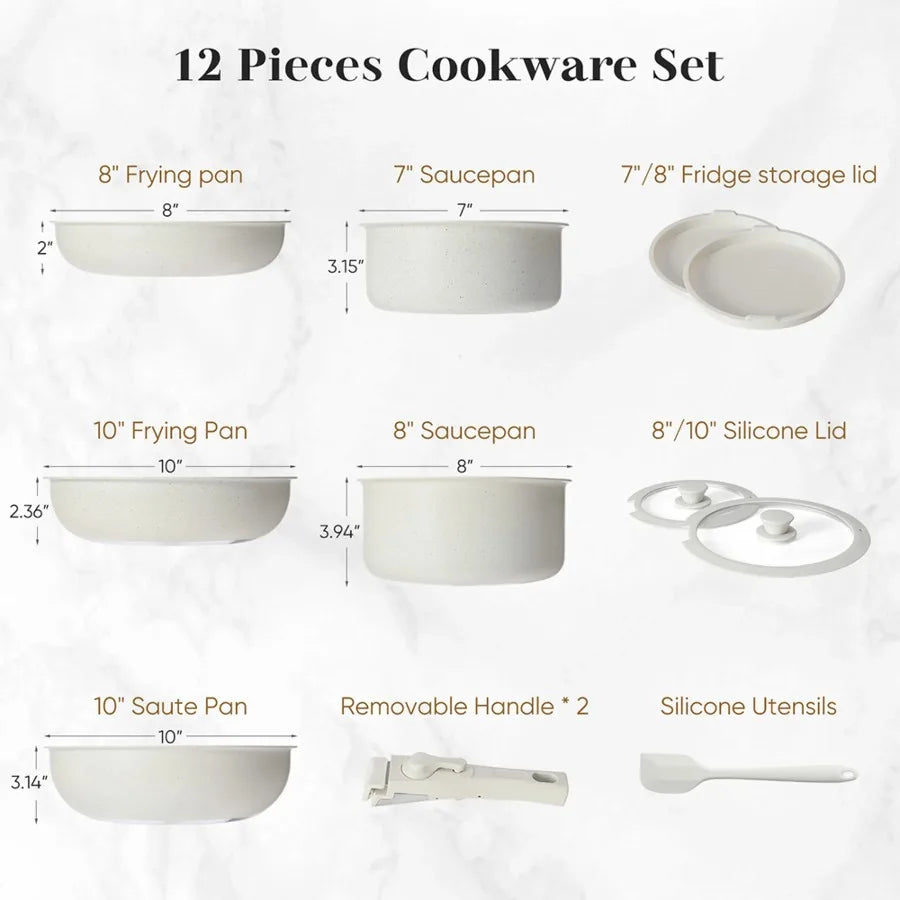 EDX Nonstick Cookware Set With Pots Pans And Detachable Handles