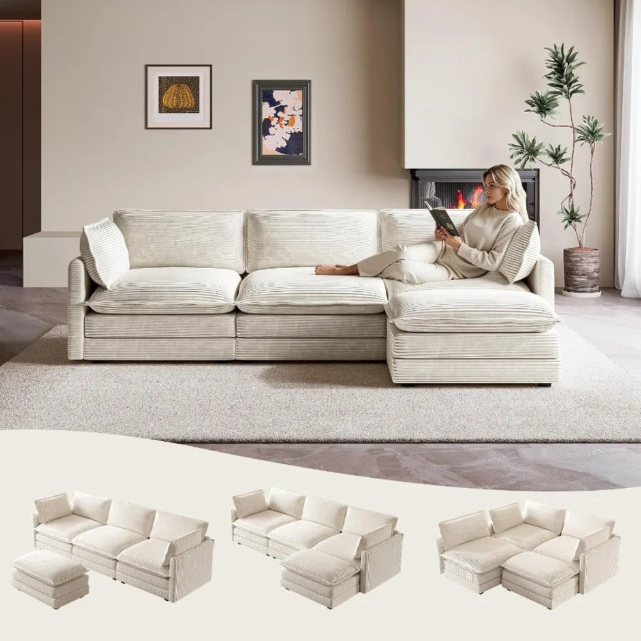 ROWHY Modular Cloud Sectional Sofa With Deep Seats And Ottoman
