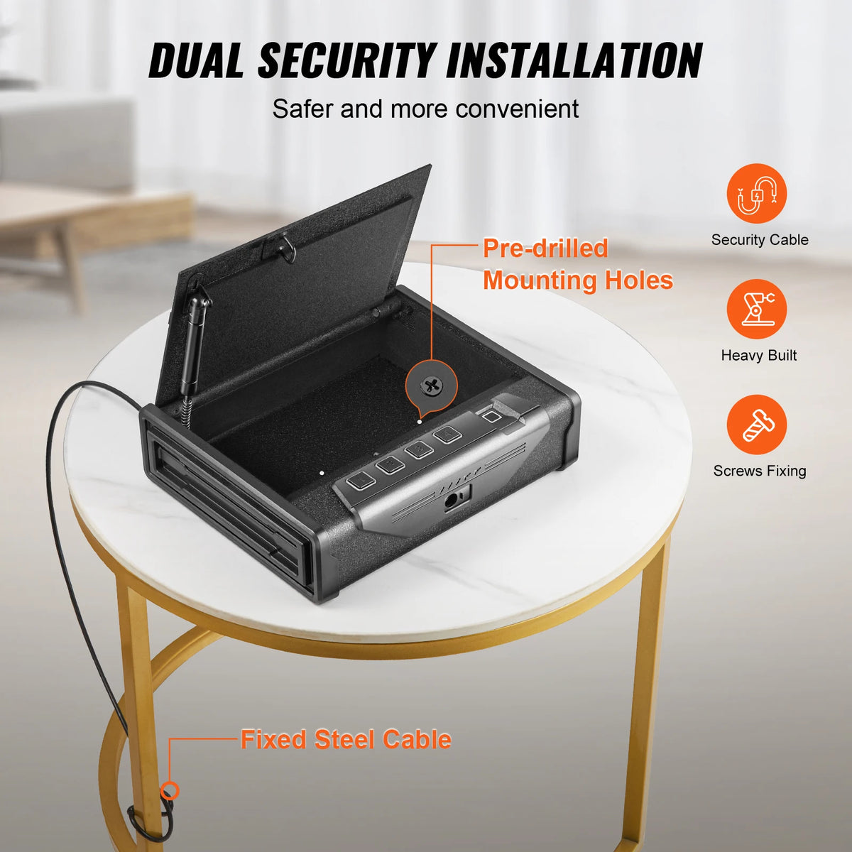 Vevor Automatic Quick Access Steel Pistol Safe For Bedside Security