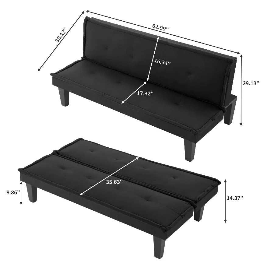 Gewnee Folding Futon Sofa Bed With Five Level Reclining Adjustment