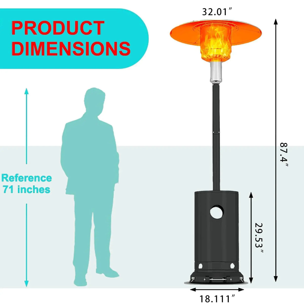 HiMISS Wind Resistant Propane Patio Heater With Triple Safety Protection