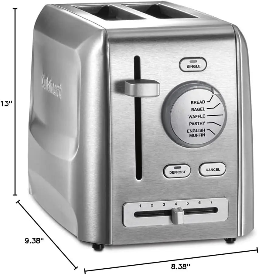 XMSJ 2 Slice Adjustable Stainless Steel Toaster With Crumb Tray Bread Cutter